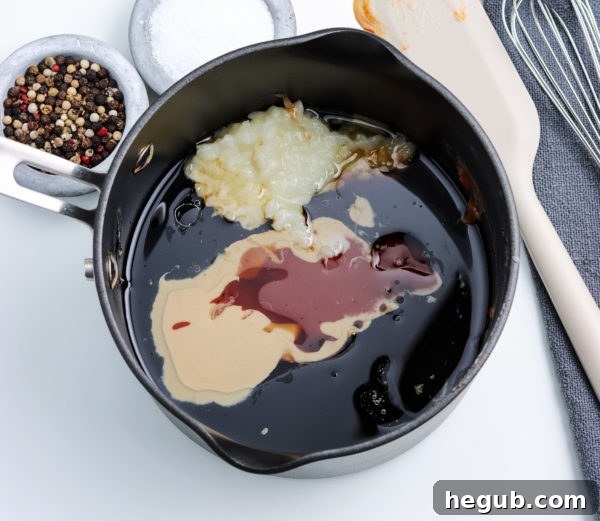 Ingredients for homemade hoisin sauce laid out on a kitchen counter.