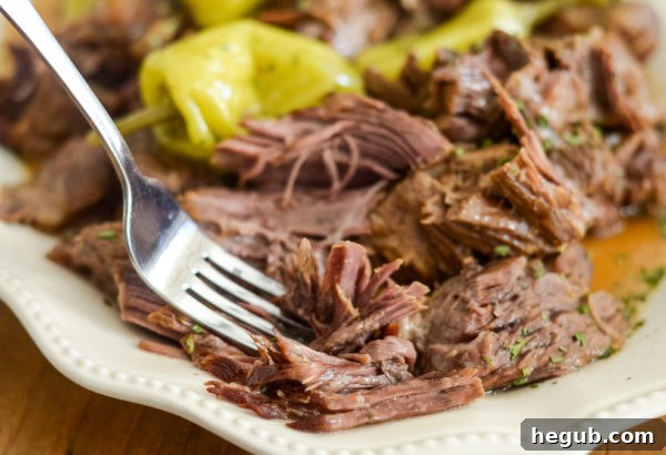 Easy Monthly Meal Plan - Month of August, showing a savory pot roast prepared in a Ninja Foodi