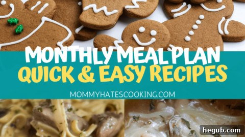 A sample monthly meal plan layout for December, featuring air fryer recipes.