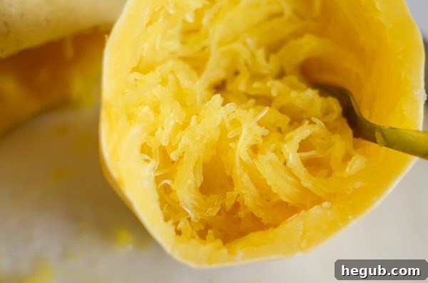 perfectly cooked Ninja Foodi spaghetti squash strands