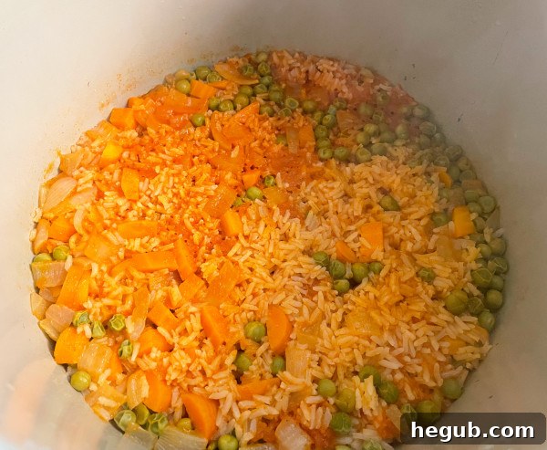Ninja Foodi Spanish rice ready to be served, showing its delicious texture