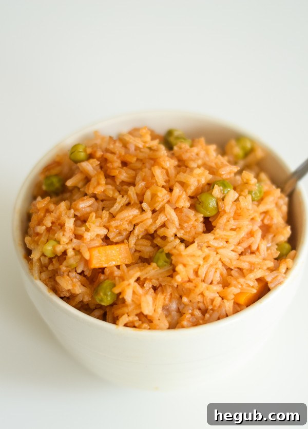 Ninja Foodi Spanish Rice in a serving bowl
