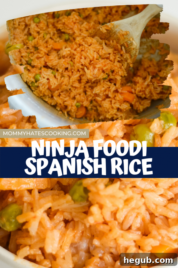 Ninja Foodi Spanish Rice in a vibrant recipe pin image