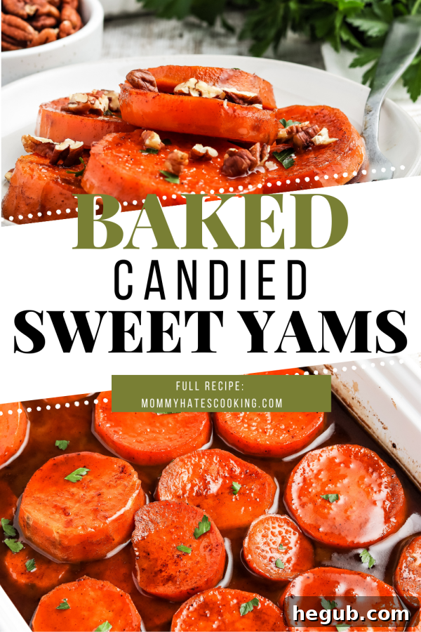 Promotional image for baked candied yams recipe