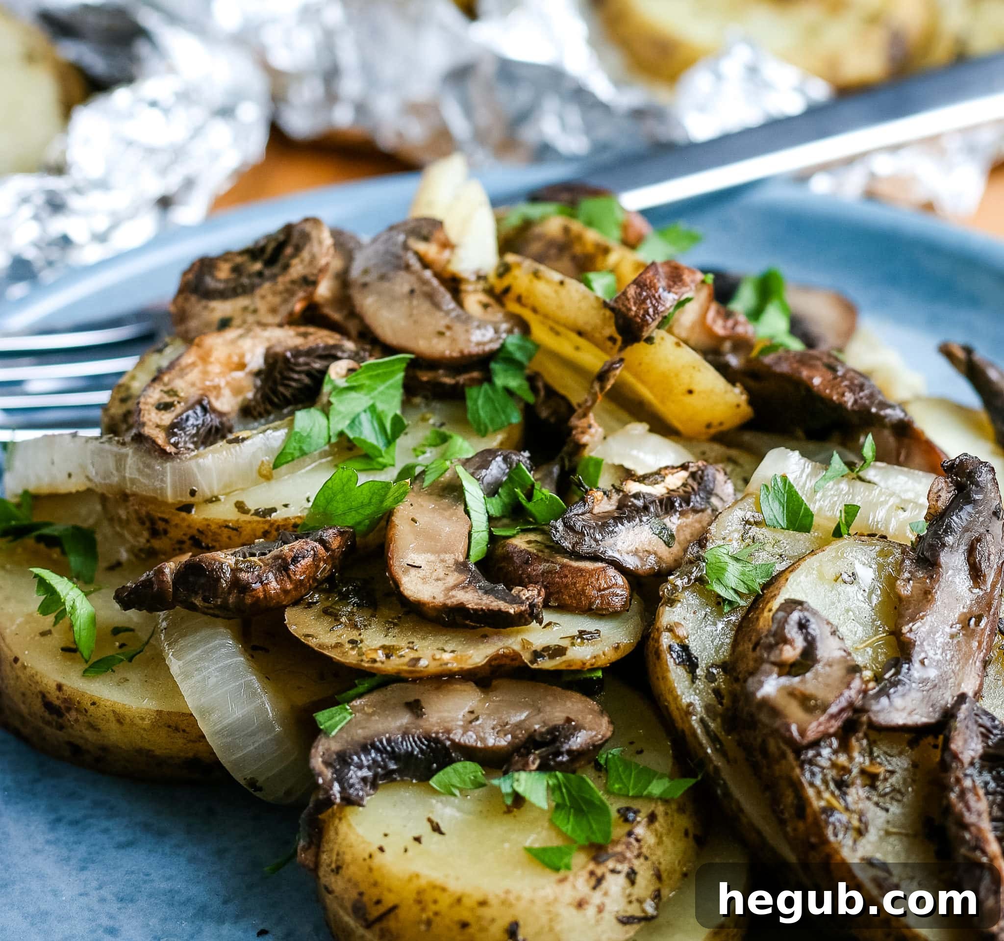 Easy grilled potatoes cooked in foil.