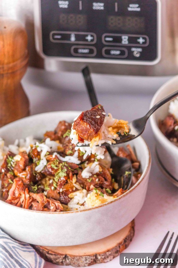 Plate of gluten-free slow cooker beef teriyaki with rice