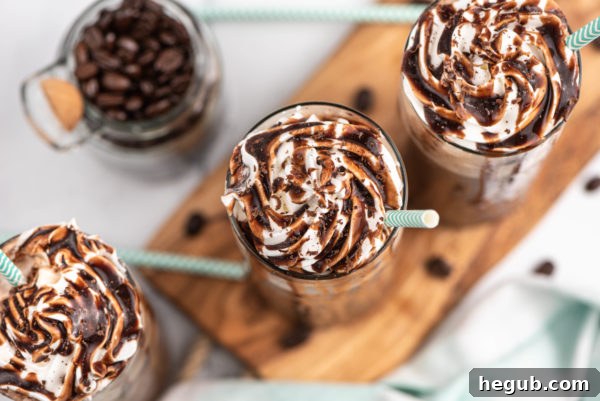 Freezer-safe jars filled with frozen mocha coffee, ready for storage.