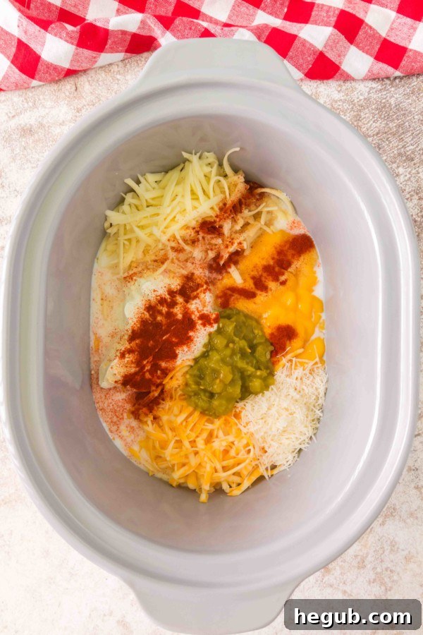 slow cooker mac and cheese with green chiles